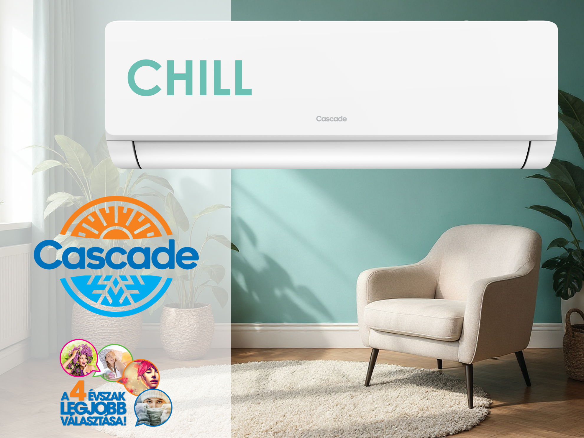 CASCADE CHILL CWH09CH Oldalfali split klíma szett
